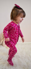 Load image into Gallery viewer, Pearl Hearts One Piece Zippered Footie
