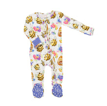Load image into Gallery viewer, Always Bee My Baby One Piece Ruffled Zippered Footie

